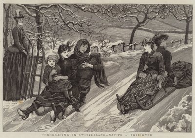 Tobogganing in Switzerland, Native v Foreigner by Percy Macquoid
